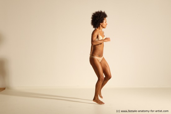 Underwear Gymnastic poses Woman Black Athletic dreadlocks black Dancing Dynamic poses Academic
