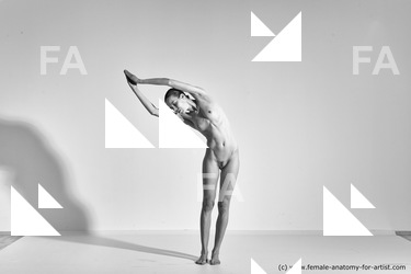 Nude Gymnastic poses Woman White Moving poses Slim long brown Dynamic poses Pinup