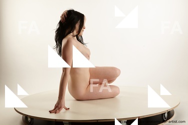 Nude Woman White Slim long black Standard Photoshoot Pinup