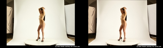 Nude Woman White Standing poses - ALL Slim long black Standing poses - simple 3D Stereoscopic poses Pinup