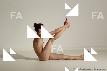 Nude Yoga poses Woman White Moving poses Slim long brown Dynamic poses Pinup