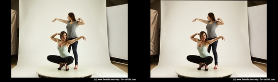 Casual Woman - Woman White Standing poses - ALL Average long brown Standing poses - simple 3D Stereoscopic poses Academic