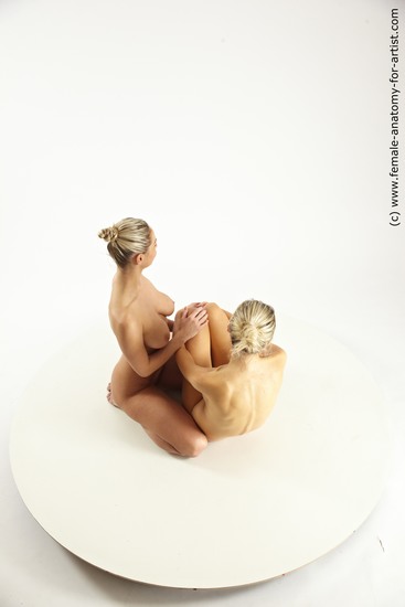 Nude Woman - Woman White Sitting poses - ALL Slim long blond Dynamic poses Pinup