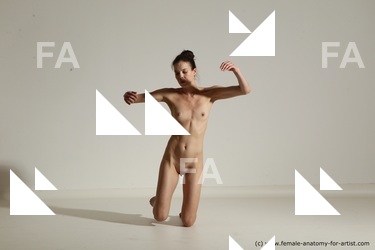 Nude Yoga poses Woman White Moving poses Slim long brown Dynamic poses Pinup