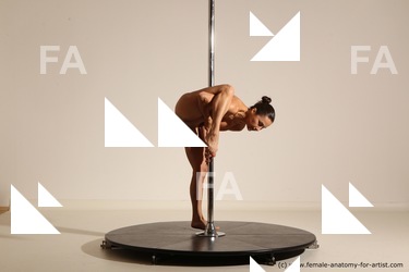 Nude Gymnastic poses Woman White Moving poses Slim long brown Dynamic poses Pinup