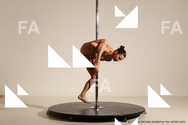 Nude Gymnastic poses Woman White Moving poses Slim long brown Dynamic poses Pinup