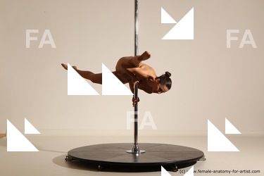 Nude Gymnastic poses Woman White Moving poses Slim long brown Dynamic poses Pinup