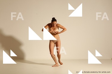 Underwear Woman White Slim long brown Dancing Dynamic poses Academic