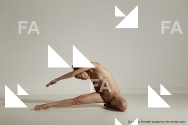 Nude Yoga poses Woman White Moving poses Slim medium brown Dynamic poses Pinup