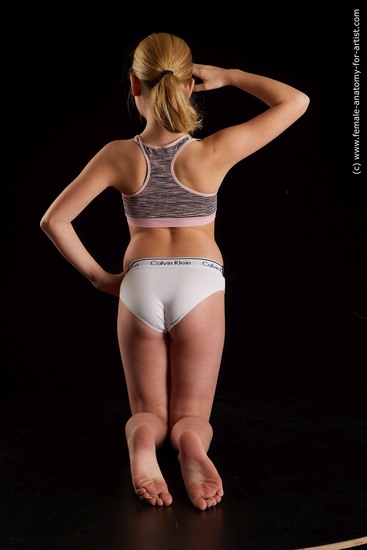 Underwear Woman White Kneeling poses - ALL Slim medium blond Standard Photoshoot Academic