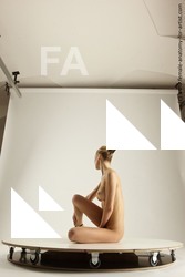 Nude Woman White Sitting poses - ALL Slim long blond Multi angle poses Pinup