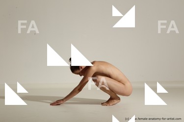 Nude Yoga poses Woman White Moving poses Slim medium brown Dynamic poses Pinup