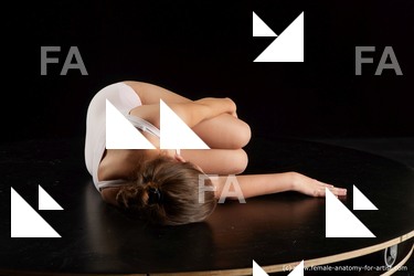 Underwear Woman White Laying poses - ALL Average Laying poses - on side long brown Standard Photoshoot  Academic