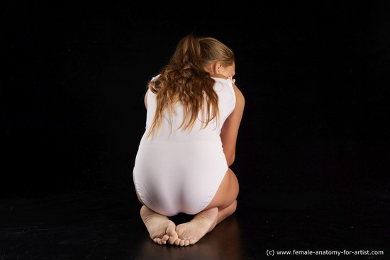 Underwear Woman White Kneeling poses - ALL Average Kneeling poses - on both knees long brown Standard Photoshoot  Academic