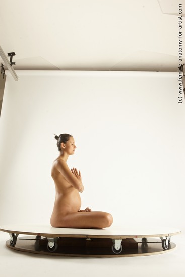 Nude Woman White Sitting poses - ALL Pregnant long brown Sitting poses - simple Multi angle poses Pinup