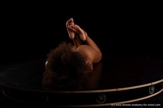 Nude Woman Black Laying poses - ALL Slim long black Standard Photoshoot Pinup