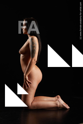 Nude Woman White Kneeling poses - ALL Average long black Standard Photoshoot Pinup