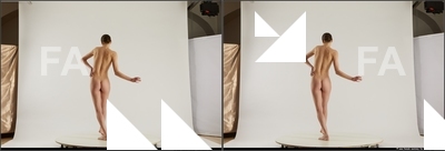 Nude Woman White Standing poses - ALL Slim medium brown Standing poses - simple 3D Stereoscopic poses Pinup