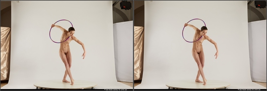 Nude Woman White Standing poses - ALL Slim medium brown 3D Stereoscopic poses Pinup