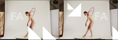 Nude Woman White Standing poses - ALL Slim medium brown 3D Stereoscopic poses Pinup