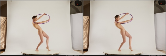 Nude Woman White Standing poses - ALL Slim medium brown 3D Stereoscopic poses Pinup