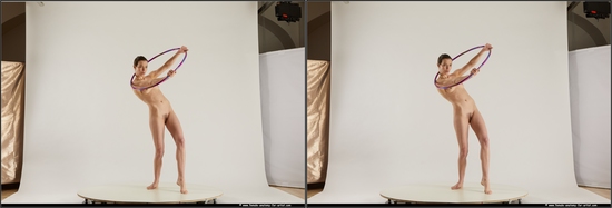 Nude Woman White Standing poses - ALL Slim medium brown 3D Stereoscopic poses Pinup