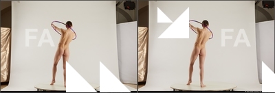 Nude Woman White Standing poses - ALL Slim medium brown 3D Stereoscopic poses Pinup