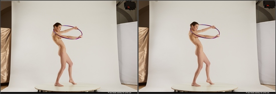 Nude Woman White Standing poses - ALL Slim medium brown 3D Stereoscopic poses Pinup