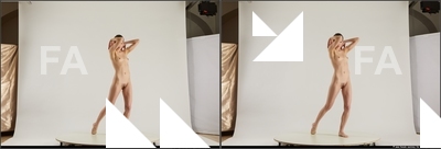 Nude Woman White Standing poses - ALL Slim medium brown Standing poses - simple 3D Stereoscopic poses Pinup