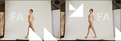 Nude Woman White Standing poses - ALL Slim medium brown Standing poses - simple 3D Stereoscopic poses Pinup