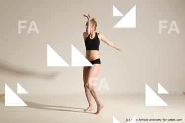 Underwear Woman White Slim long blond Dancing Dynamic poses Academic