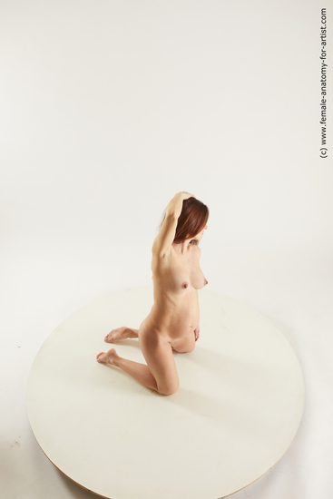 Nude Woman White Kneeling poses - ALL Pregnant long brown Multi angle poses Pinup