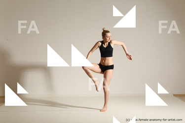 Underwear Woman White Slim medium blond Dancing Dynamic poses Academic