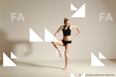 Underwear Woman White Slim medium blond Dancing Dynamic poses Academic