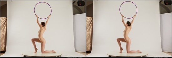 Nude Daily activities Woman White Kneeling poses - ALL Slim short brown 3D Stereoscopic poses Pinup