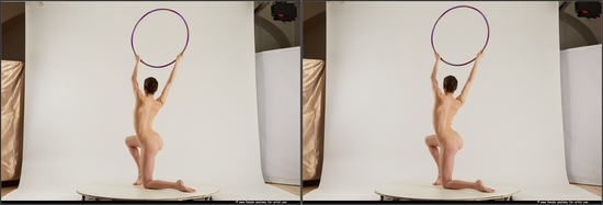 Nude Daily activities Woman White Kneeling poses - ALL Slim short brown 3D Stereoscopic poses Pinup