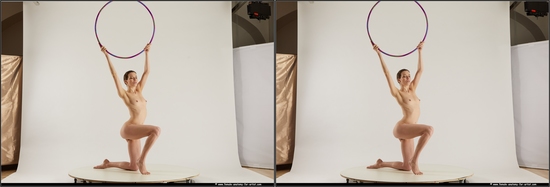 Nude Daily activities Woman White Kneeling poses - ALL Slim short brown 3D Stereoscopic poses Pinup