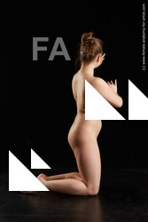 Nude Woman White Kneeling poses - ALL long brown Standard Photoshoot Chubby Pinup