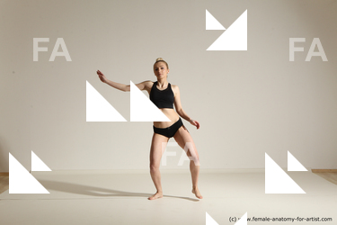 Underwear Woman Slim long blond Dancing Dynamic poses Academic