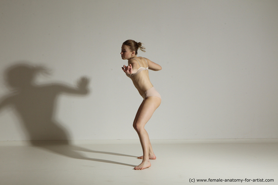 Underwear Woman White Slim medium blond Dancing Dynamic poses Academic