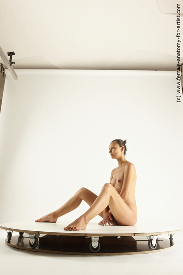 Nude Woman White Pregnant medium brown Multi angle poses Pinup