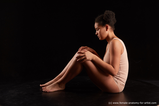 Underwear Woman Black Sitting poses - ALL Average medium black Standard Photoshoot  Academic