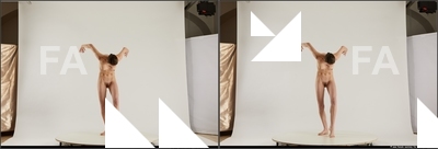 Nude Woman White Standing poses - ALL Slim medium brown 3D Stereoscopic poses Pinup