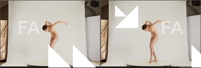 Nude Woman White Standing poses - ALL Slim medium brown 3D Stereoscopic poses Pinup