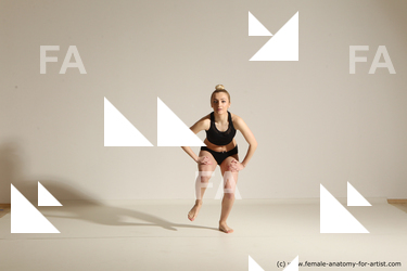 Underwear Woman White Slim long blond Dancing Dynamic poses Academic