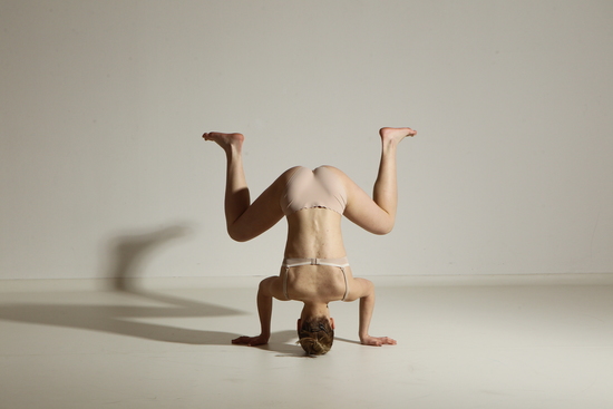 Underwear Woman White Slim medium brown Dancing Dynamic poses Academic