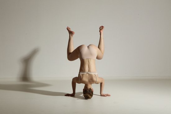 Underwear Woman White Slim medium brown Dancing Dynamic poses Academic