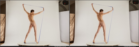 Nude Woman White Standing poses - ALL Slim medium brown 3D Stereoscopic poses Pinup