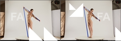 Nude Woman White Standing poses - ALL Slim medium brown 3D Stereoscopic poses Pinup