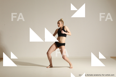 Underwear Woman White Slim medium blond Dancing Dynamic poses Academic